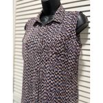 Liz Claiborne Black/Multi Chiffon Sleeveless Button Up Blouse Size Small Collar Photo 1