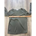 L'Academie  Maya Blouse Olive Green V-Neck‎ Long Sleeve Balloon Size Small Photo 5