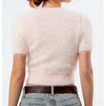 MINKPINK NWT Mink Pink Millie Fluffy Knit Tee Women L Blush Pink Short Sleeve Sweater Photo 1
