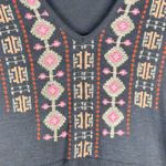 Anthropologie Akemi + Kin Small Dress Embroidered Aztec Blue Tunic Knit Long Sleeve Hi Lo 878 Photo 5