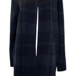 Eileen Fisher 100% Merino Wool Felted Buffalo Plaid Coat Black Grey size Small Photo 0