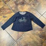 Crown & Ivy Women's Bicycle Long Sleeve Crewneck Sweater Large Photo 2
