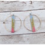 Vintage Earrings For Pierced Ears Large with Multi Colored Beads Photo 1