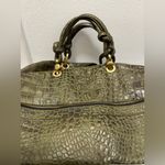 Y2K Calla Womens Snake Pattern Studded Faux Purse Satchel Hand Bag Green Photo 1
