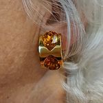 St. John 💕💕 Clip On Earrings ~ Gold with Amber Stones NWOT Photo 0