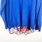 Investments Blue Floral Accents Long Sleeves V-Neck Shirttail Sweater, Size 1X Photo 5