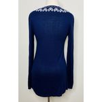 Lilly Pulitzer April Embroidered Tunic Sweater Blue Wool Blend Sz M Photo 2