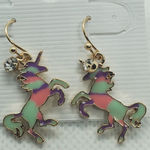 NWT Green, Pink, & Purple Dangling Unicorn Earrings Pink Photo 0