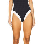 L'Agence Tory Colorblock Chic Bandeau One Piece Swimsuit in Black Small New Photo 0