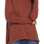 We The Free  Rust Red Draped Split Back Turtleneck Sweater - Size - XS Photo 0