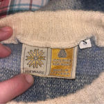 Beautiful Cream Vintage Leaves 1970s Fluffy Icelandic Sweater by Iceware S/M Blue Size M Photo 6