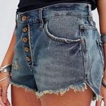 Free People Button Fly Distressed Denim Cutoff Jean Shorts Photo 0