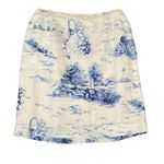 Talbots  Women's White Blue Irish Linen Pencil Skirt Size 10 Back Zip EUC Photo 7