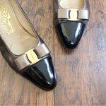 Salvatore Ferragamo Ferragamo • vintage wedge shoes bronze black leather bow detail Photo 3