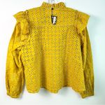 Scotch & Soda Yellow Eyelet Exaggerated Ruffle Top Size M Euro Summer Vibe! Photo 6