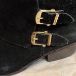 Apri Gallant Black Gold Buckle Suede Leather Ankle Boots Size 8 Photo 1