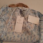 WAYF  Surplice Wrap Bodysuit Top Women Extra Large XL Blue White Floral Camisole Photo 4