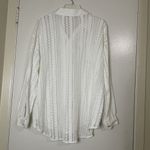 ZARA white crochet knit button down resort wear long sleeve beach top XL Photo 5