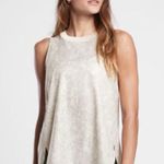 Athleta Zephyr Tank Stretch Satin Snake Print Cream Gray Ribbed Crew Neck Photo 12