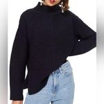 Topshop Navy Blue Textured Mockneck Sweater US Size 4 Photo 0