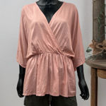 ASOS Design Curve 100% Viscose Blush Wrap Tunic Top - Size US 18 Photo 0