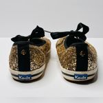 Kate Spade  Keds Women's Gold Glitter Satin Lace Up Sneakers Tennis Shoes Photo 4