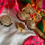 Green and Maroon Golden Jhumka with Tikka Gold Photo 3