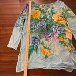 Gottex Women's Floral Semi-Sheer Tunic Blouse 3/4 sleeve Photo 1