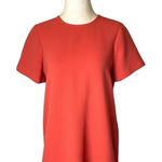 Madewell  Orange Crew Neck Keyhole Neck Short Sleeve Tailored Pleated Top Size XS Photo 0