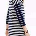 J.Crew  Woman's Sz M Navy Blue and‎ White Striped Shift Shirt Dress 3/4 Sleeve Photo 0