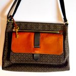 Fossil  Kinsley Crossbody Black Cloth Monogram With‎ Leather Accent Academia Bag Photo 0