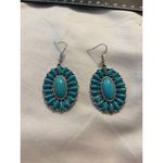 Turquoise Stone Necklace Earrings Set Western Boho‎ Jewelry Fashion Costume Blue Photo 2