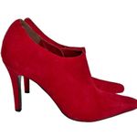 BP Vintage 80s 90s Pointed Toe Stiletto Heel Red Suede Ankle Boots Size 7M Photo 1