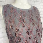 SINGLE Womens Sequin Top Gray Size S Sleeveless Top Mesh Overlay Lace Cami Photo 2