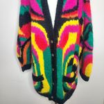 Classiques Entier Vintage Classiques Mohair Acrylic Fuzzy Colorful Cardigan Sweater 80s Size XL Photo 2