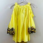 Sandro Paris Purity Floral Embroidered Yellow/Navy Cold Shoulder Top Photo 7