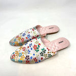 Jason Wu  White Metallic Floral Print‎ Satin Slipper Mules Size US 7 Photo 2