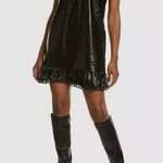 Stellah NWT $168 Small Black Faux Leather Goth Punk Alt Eyelet Babydoll Dress Photo 0