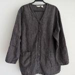 J Jill Linen Jacket Large Brown Taupe Button Up Rustic Lagenlook Boho Earthy Photo 0