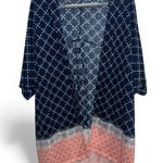 Torrid  Border Print Dolman Sleeve Cardigan Wrap Plus Size 4 4X Blue Open Front Photo 0