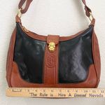 Vintage MARINO ORLANDI Italian Leather Two Tone Brown Black Shoulder Bag Photo 8