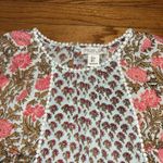 Rachel Zoe  Kimono Sleeve Floral Boho Hippie‎ Crochet Hem Patchwork Blouse Small Photo 4