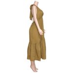 MARYSIA Backless Seashell Embellished Seersucker Halterneck Dress,Caramel, Large Brown Photo 8
