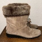 Stuart Weitzman  Sockette Suede Leather Faux Fur Wedge Boot Shoes Size 6.5  Photo 3