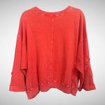 easel Flower Patch Mineral Washed Terry Knit Boho Red Size S Photo 1
