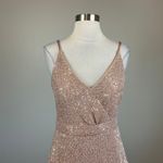AQUA  Sequined Tiered A-Line Long Evening Gown Rose Gold Size 4 Formal Dress Photo 4