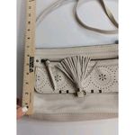 The Sak Boho Preppy White Designed Tasseled Leather Western Crossbody Wristlet Photo 4