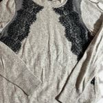 J.Crew Chic Gray Sweater with Black Lace Detail Photo 5