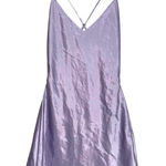 Victoria's Secret Purple Satin V-Neck Open Back Mini Dress Slip Nightgown SMALL Photo 0