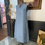 NWT Lintico 100% Linen Taylor Sleeveless Straight High Slit Maxi Dress Sz Med 🧡🎀 Blue Photo 3